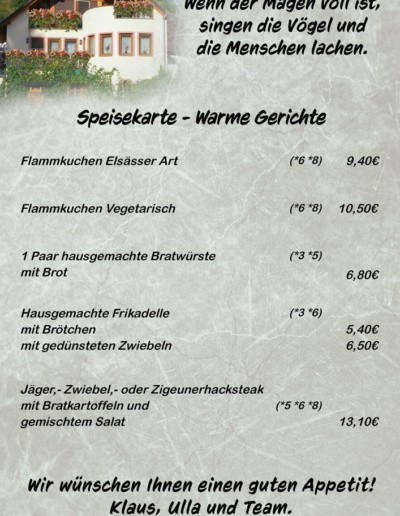Warme Gerichte - Schneiders Weinschlösschen