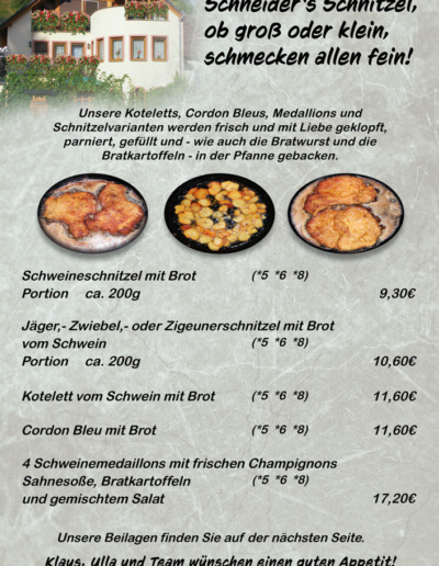 Schnitzel, Kotelett und Cordon Bleu - Schneiders Weinschlösschen