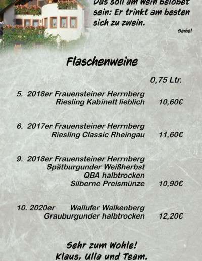 Flaschenweine - Schneiders Weinschlösschen