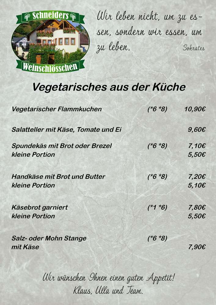 Vegetarisches / Schneiders Weinschlösschen